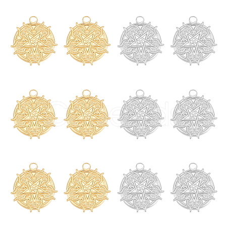 Unicraftale 12Pcs 2 Colors Ion Plating(IP) 304 Stainless Steel Pendant STAS-UN0049-75-1