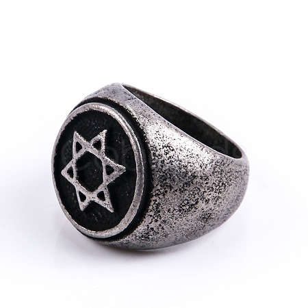Star of David Pattern 304 Stainless Steel Finger Rings for Men FS-WGD55C6-29-1