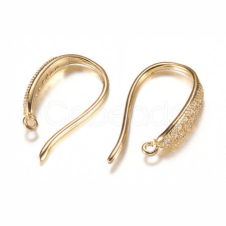 Brass Micro Pave Cubic Zirconia Earring Hooks ZIRC-A008-09G-1