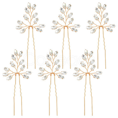 6Pcs Alloy Rhinestone Hair Sticks for Women OHAR-FG0001-08KCG-1