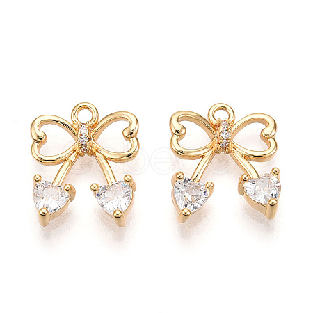 Brass Micro Pave Cubic Zirconia Charms KK-N261-87G-1
