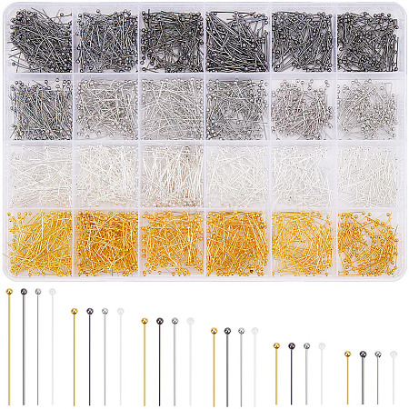 2400Pcs 24 Styles Brass Ball Head pins KK-SP0002-41-1