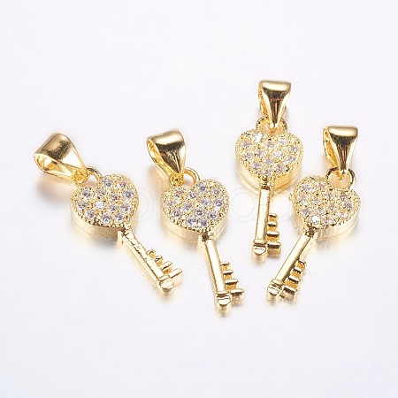 Long-Lasting Plated Brass Micro Pave Cubic Zirconia Pendants X-ZIRC-F069-45G-1