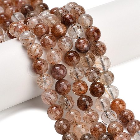 Natural Black Gold Rutilated Quartz Beads Strands G-L657-B02-10mm-1