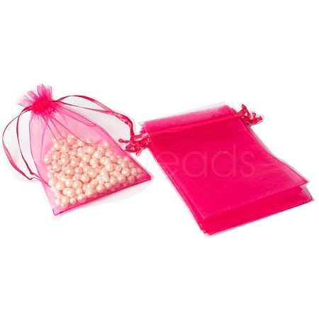 100Pcs Rectangle Organza DIY Craft Drawstring Bags PW-WG69155-20-1