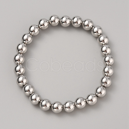 CCB Plastic Round Beaded Strech Bracelet BJEW-WH0023-03D-P-1