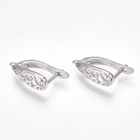 Brass Hoop Earring Findings with Latch Back Closure KK-S350-070P-1