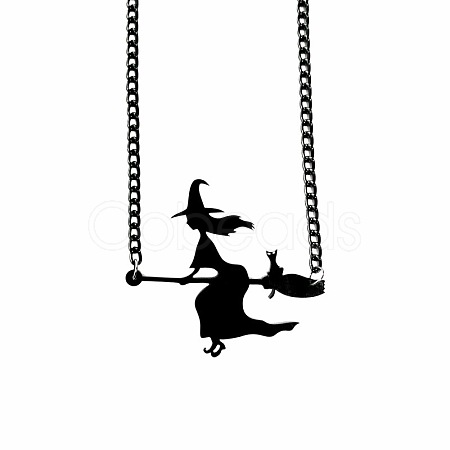 Halloween Acrylic Pendant Aluminium Curb Chain Necklaces FS-WG5E45F-01-1