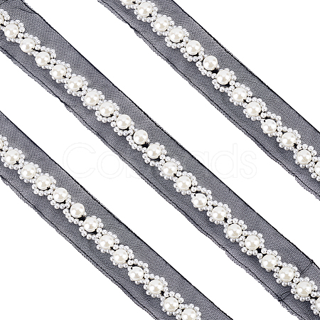2Yards Netting Fabric Beaded Trim Ribbon OCOR-ME0001-64A-02-1