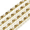 Brass Rhinestone Strass Chains, with ABS Plastic Imitation Pearl, Rhinestone Cup Chain, Grade A, Raw(Unplated), Light Colorado Topaz, 2x2mm, 4000pcs rhinestone/bundle, about 32.8 Feet(10m)/bundle