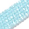 Electroplate Opaque Glass Beads Strands, Faceted(32 Facets), Pearl Luster Plated, Round, Pale Turquoise, 6mm, Hole: 1mm, about 98~100pcs/strand, 20.39~20.59 inch(51.8~52.3cm)