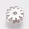 Brass Micro Pave Cubic Zirconia Beads, Gear, Clear, Platinum, 6.5x2.5mm, Hole: 1mm