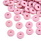 Handmade Polymer Clay Beads, Disc/Flat Round, Heishi Beads, Flamingo, 6x1mm, Hole: 2mm, about 23500pcs/1000g