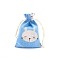 Rectangle Printed Cotton Cloth Storage Bags, Drawstring Pouches Packaging Bag, Rabbit, 14x10cm