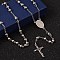 Non-Tarnish Crucifix Cross Stainless Steel Rosary Bead Necklaces, 304 Stainless Steel Chain with 201 Stainless Steel Findings, For Easter, Stainless Steel Color, 27.6 inch(70cm)