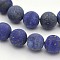 Natural Lapis Lazuli Round Beads Strands, Frosted, Dyed, 10mm, Hole: 1mm, about 38pcs/strand, 15.3 inch