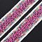 Nylon Ribbon, with Glass Seed Beads, Hot Pink, 3/4 inch(19~20mm)