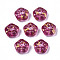 Spray Painted Glass Beads, with Gold Foil, Flower, Camellia, 6x3mm, Hole: 0.9mm