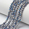 Electroplate Opaque Solid Color Glass Beads Strands, Half Plated, Blue Plated, Faceted, Rondelle, Dark Gray, 4x3mm, Hole: 0.4mm, about 109~113pcs/strand, 38~39cm