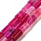 Natural Agate Beads Strands, Dyed & Heated, Column, Deep Pink, 8~8.5x14.5~16mm, Hole: 1.6mm, about 12pcs/strand, 7.20~7.48''(18.3~19cm)