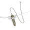 Natural Unakite Dowsing Pendulum Big Pendants, with Platinum Plated Metal Findings, Hexagonal Angel Scepter Charm, 320mm