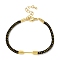 Braided Nylon Cord Bracelet Making, with Golden Tone 304 Stainless Steel Lobster Claw Clasps and Brass Findings, Black, 6-7/8 inch(17.5cm), Pin: 1mm