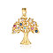 Brass Micro Pave Cubic Zirconia Pendants, Tree of Life Charms, Real 18K Gold Plated, 23x21x3.1mm