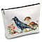 Custom Polycotton Printed Canvas Storage Bags, Rectangle Metal Zipper Pouches, Bird, 18x25cm