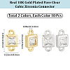 20Pcs 2 Colors Brass Pave Clear Cubic Zirconia Connector Charms KK-BBC0023-70-2