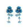 Alloy Cloth Flower Tassel Stud Earrings FS-WG1853D-05-1