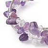 Natural Mixed Stone Chip & Glass & Brass Tube Beaded Bangles for Women BJEW-JB11265-5