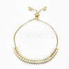 Adjustable Brass Cubic Zirconia Slider Bracelets BJEW-S141-03-2