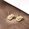 knot Brass Micro Pave Cubic Zirconia Stud Earrings EJEW-C174-01G-06-3
