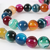 Natural Striped Agate/Banded Agate Round Bead Strands G-E233-11-1