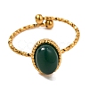 Oval Natural Dyed & Heated Green Onyx Agate Finger Rings RJEW-Q822-38G-01-2