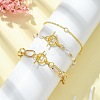 3Pcs 3 Style Aluminium Paperclip & Brass Curb & Imitation Pearl Acrylic Beaded Link Chain Bracelets Set BJEW-FS0001-08-2