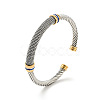304 Stainless Steel Twist Rope Shape Open Cuff Bangle with Rhinestone for Women BJEW-D449-01GP-04-3