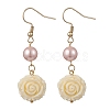 304 Stainless Steel Flower Dangle Earrings EJEW-JE06689-1