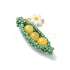 Glass Seed Beaded Pea with Flower Pendants PALLOY-MZ00923-3