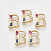 Brass Cubic Zirconia Slide Charms ZIRC-S063-01B-G-1