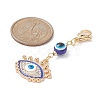 Evil Eye Alloy Enamel with Rhinestone Pendant Decoration HJEW-JM01040-04-4