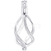 1Pc Rhodium Plated 925 Sterling Silver Cage Pendants STER-BBC0007-18B-1