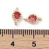 Brass Cubic Zirconia Flat Round Connector Charms KK-H204-02KCG-05-3
