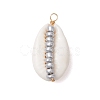 6Pcs 6 Styles Natural Cowrie Shell & Glass Seed Beads Pendants PALLOY-JF02759-06-3