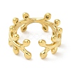 304 Stainless Steel Leafy Branch Open Cuff Ring for Women RJEW-I098-06G-3