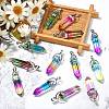 14Pcs 7 Colors Faceted Bullet Glass Pointed Pendants GLAA-CJ0001-71-5