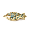 Brass Micro Pave Cubic Zirconia Connector Charms KK-CBAF17A-21G-1