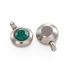 Trendy Original Color 304 Stainless Steel Faceted Grade A Rhinestone Flat Round Charms Pendants RB-N030-01L-2