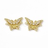 Brass Pave Clear Cubic Zirconia Connector Charms KK-E068-VC087-2