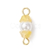 Baking Paint Pearlized Glass Pearl & Acrylic Flower Connector Charms PALLOY-JF04299-02-3